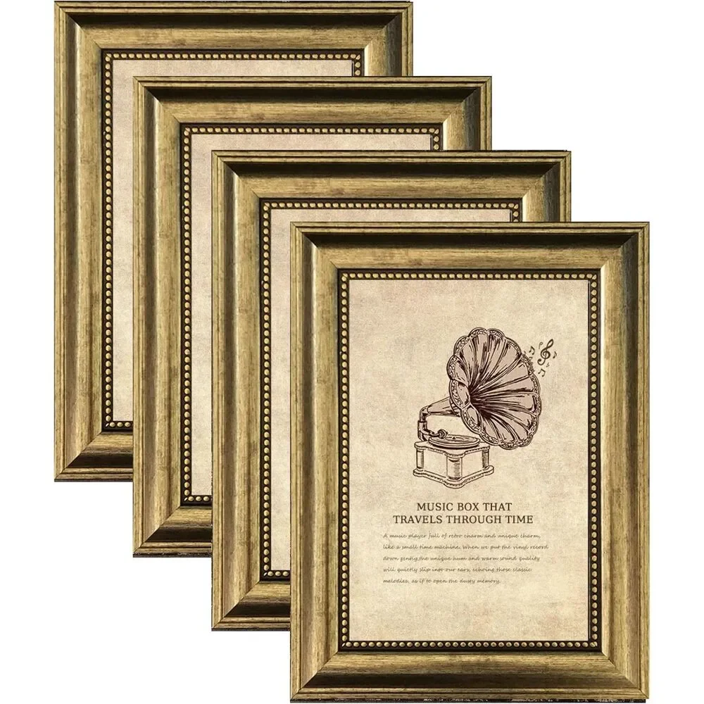 KYGU vintage-style 5x7 picture frames. Featuring an ornate antique gold finish